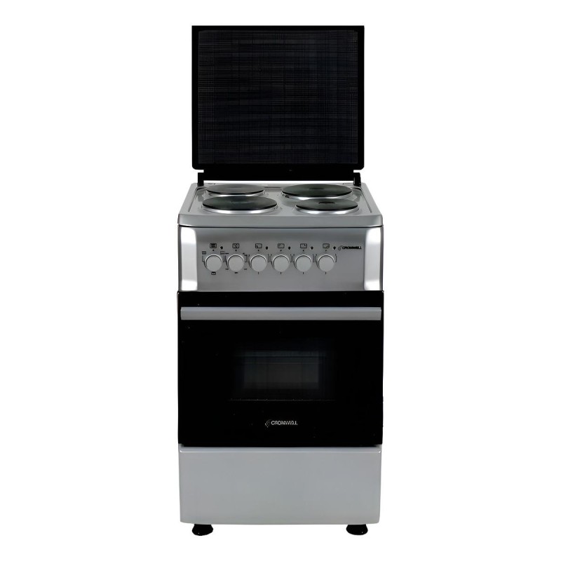 Cocina Cromwell Eléctrica 4 Hornallas 220v Puerta C/ Visor Plateado