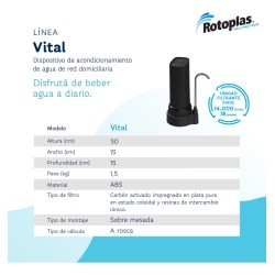 Purificador De Agua Rotoplas Sobre Mesada Vital Negro Red Domiciliaria