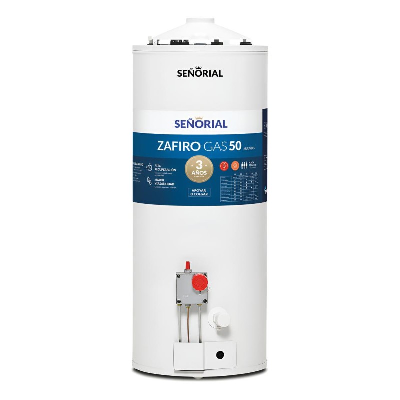 Termotanque Señorial 50 Litros Zafiro Alta Recuperacion Gas